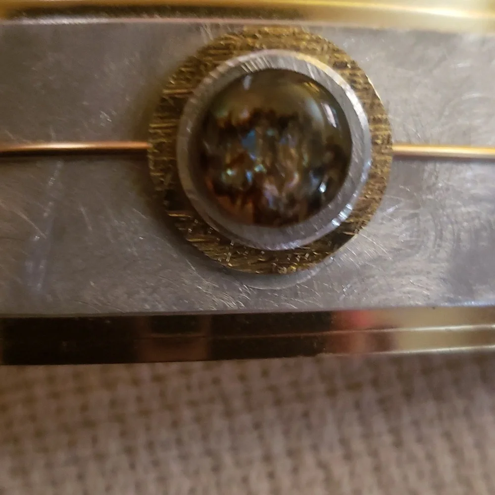 Dichroic glass detail and brushed metal french barrette Large